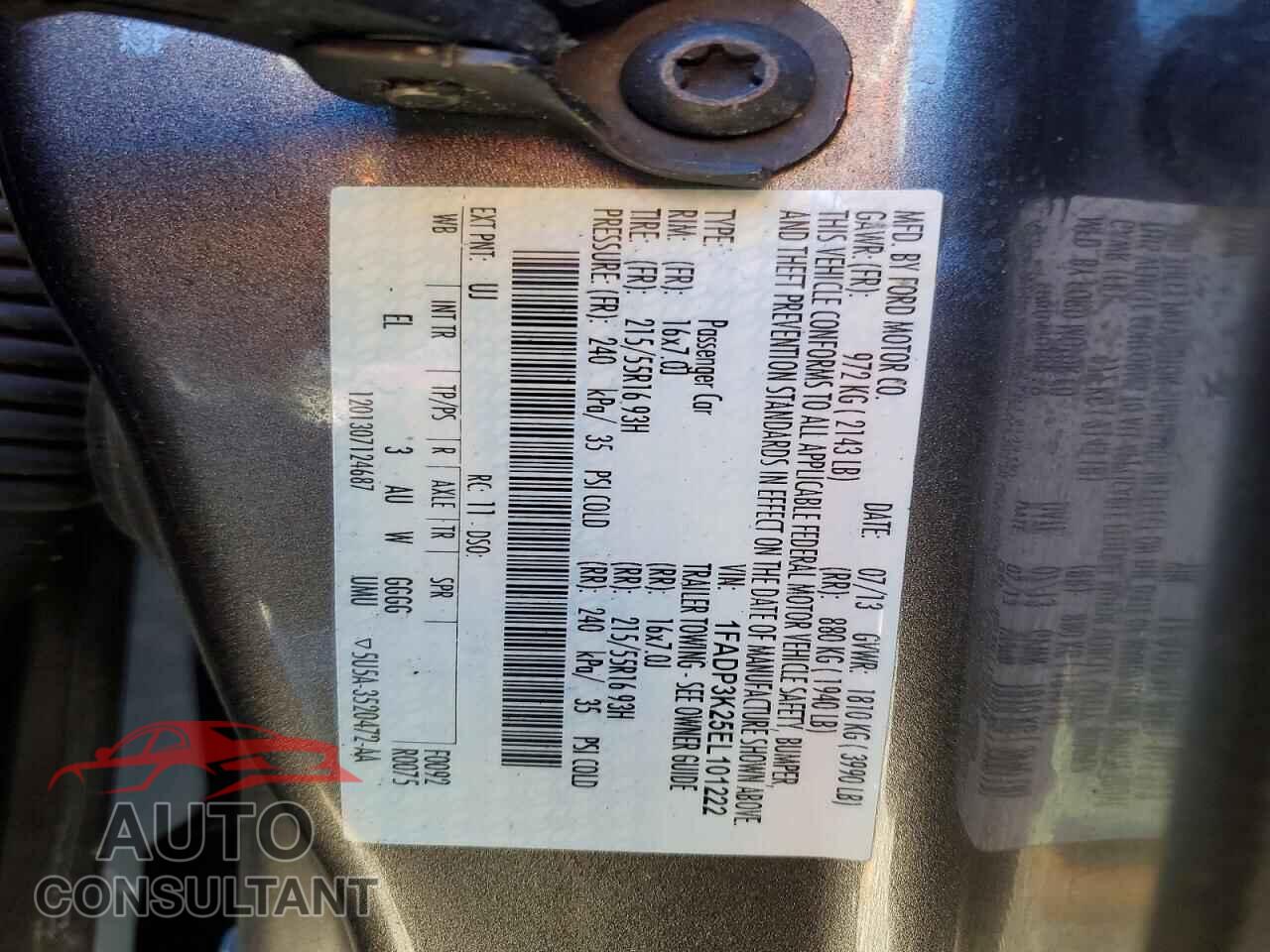 FORD FOCUS 2014 - 1FADP3K25EL101222