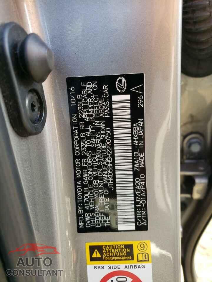 LEXUS CT 200 2017 - JTHKD5BH5H2290750
