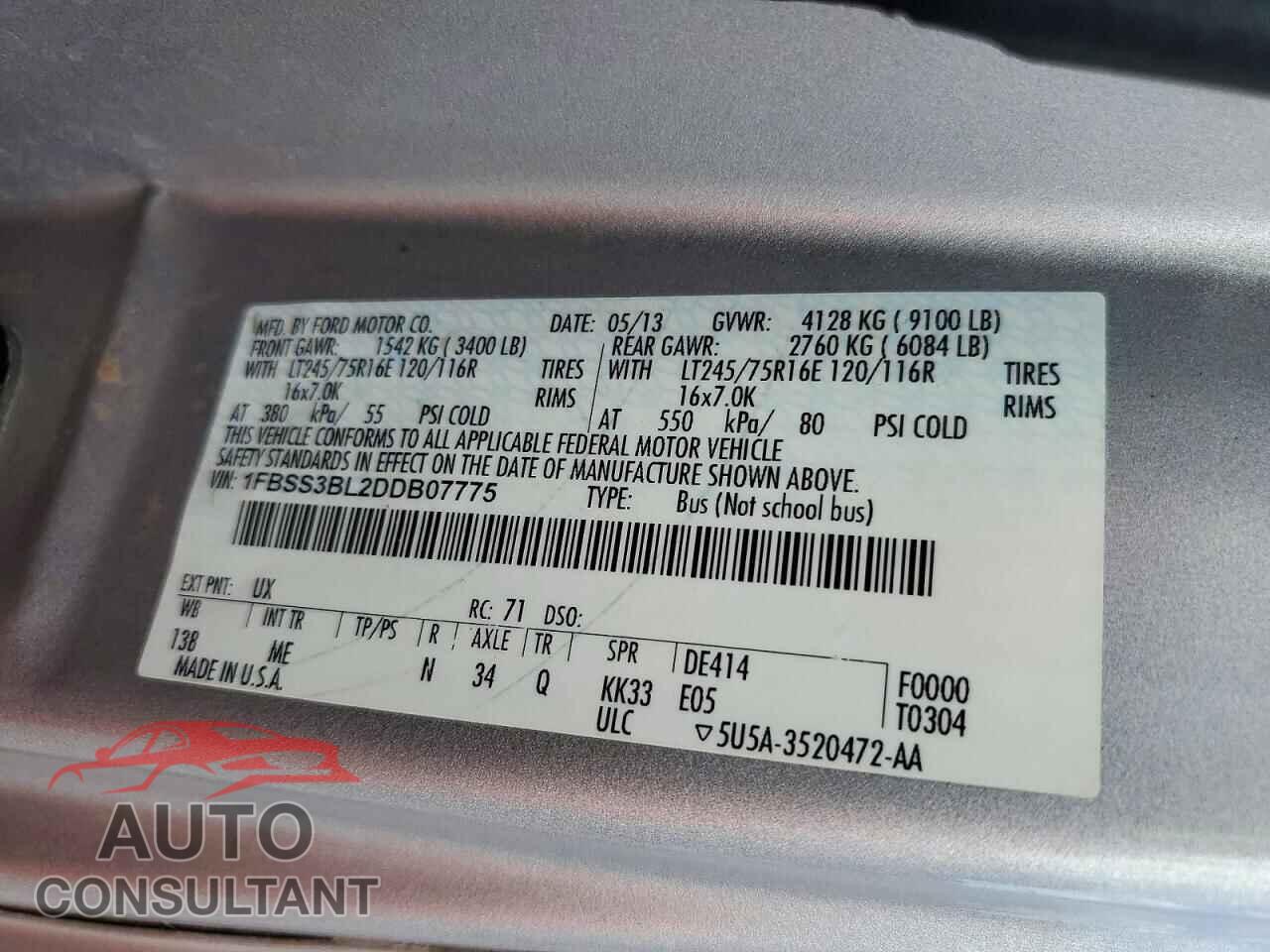 FORD ECONOLINE 2013 - 1FBSS3BL2DDB07775