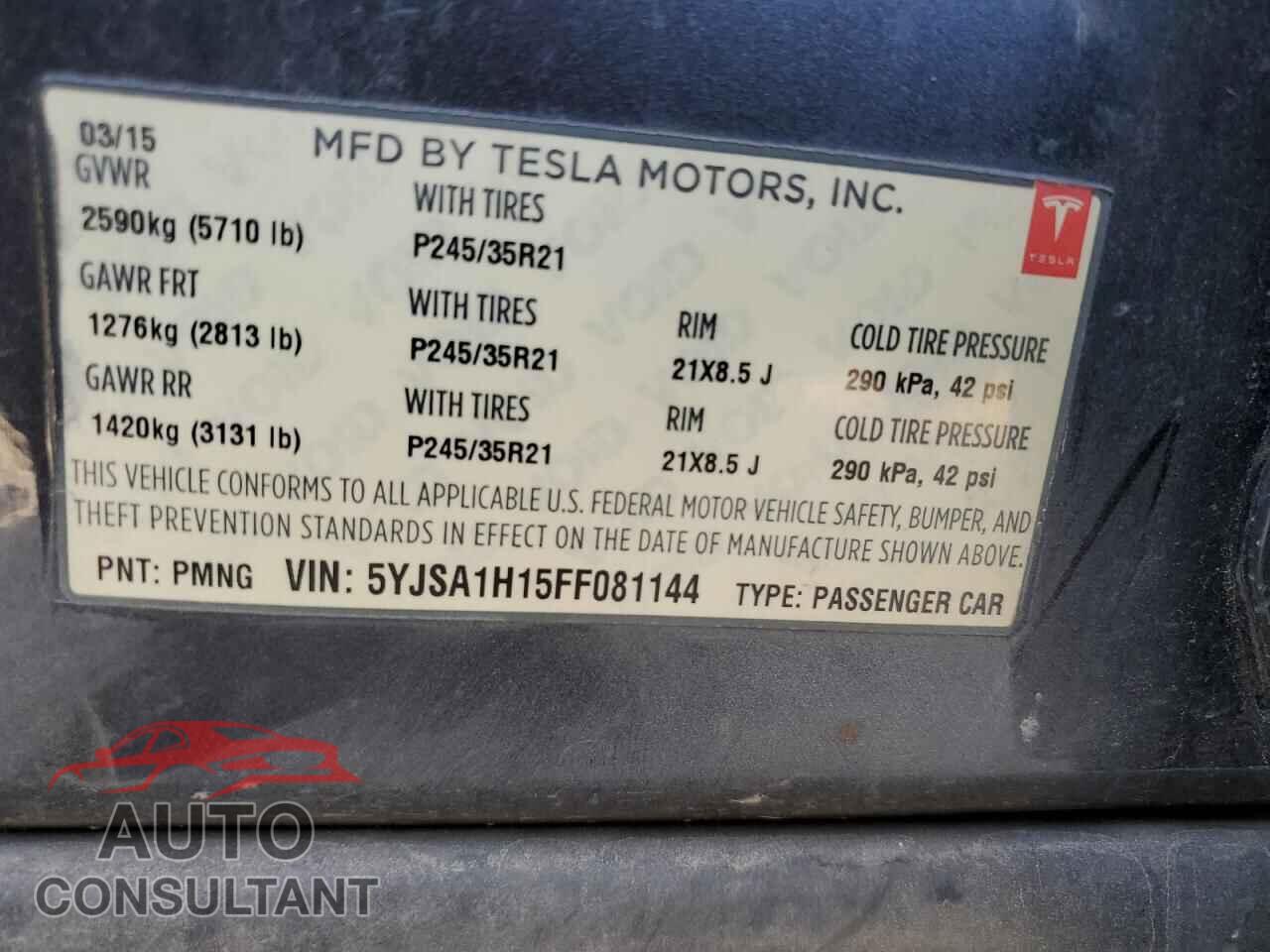 TESLA MODEL S 2015 - 5YJSA1H15FF081144