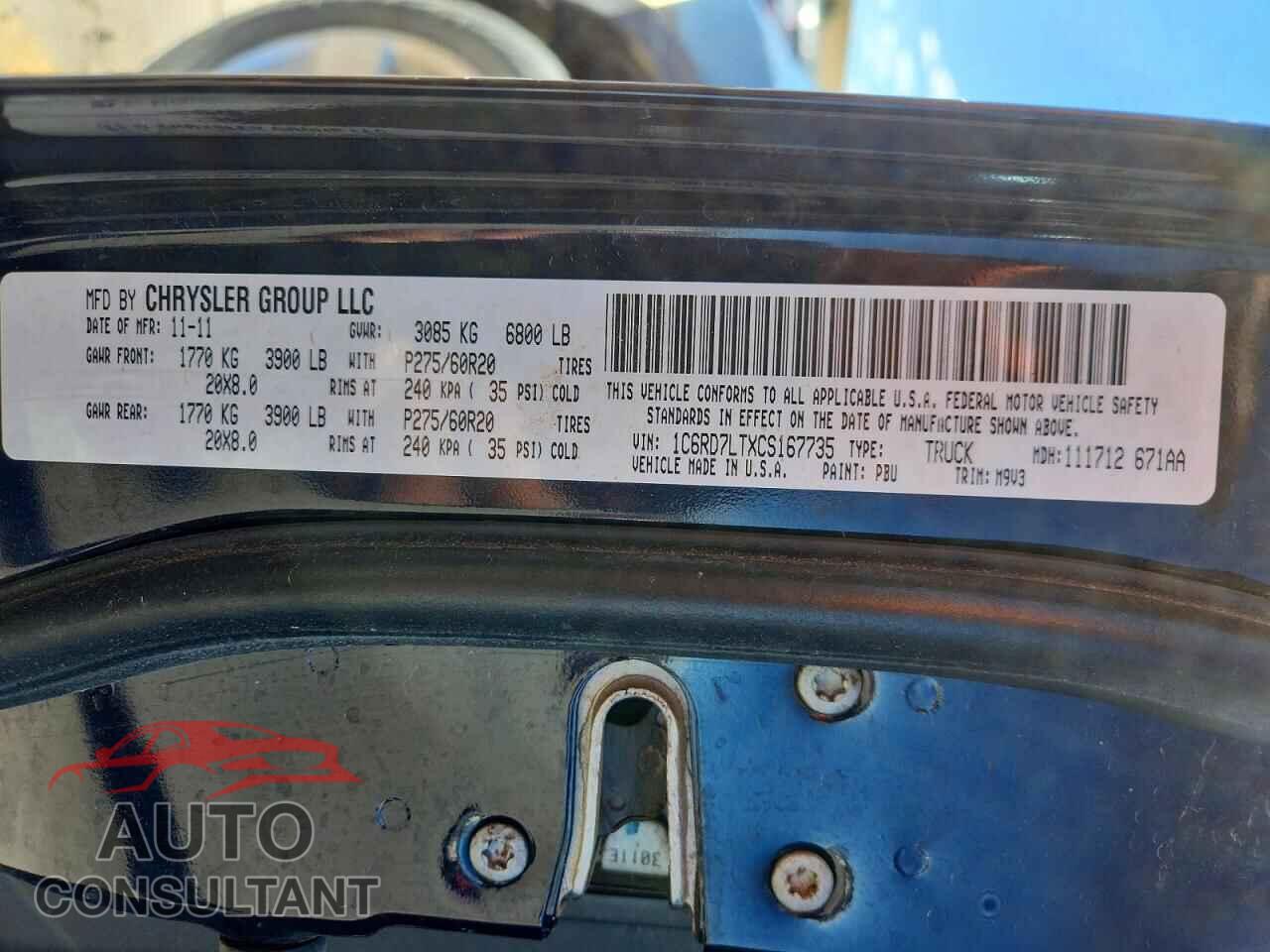 DODGE RAM 1500 2012 - 1C6RD7LTXCS167735