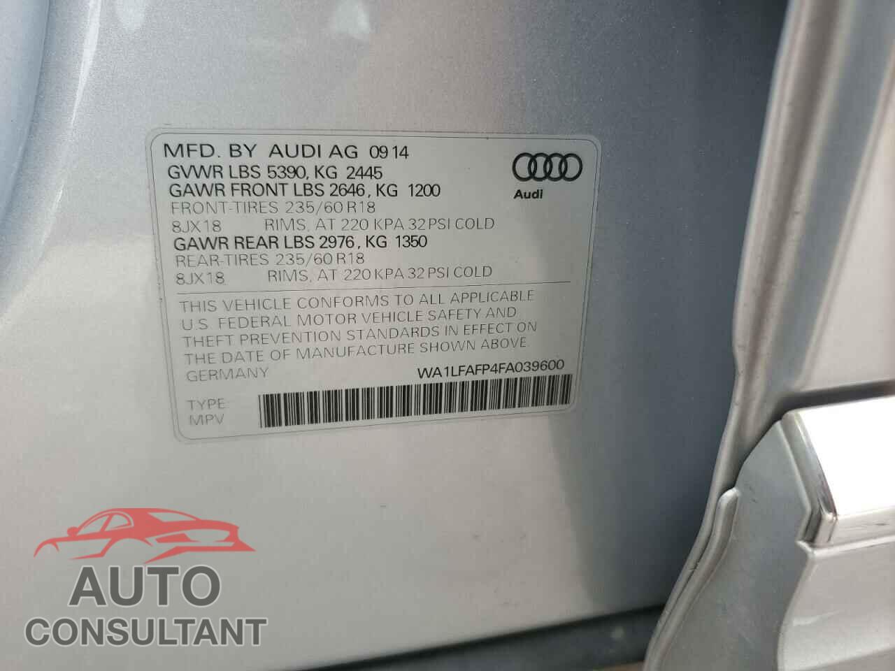 AUDI Q5 2015 - WA1LFAFP4FA039600