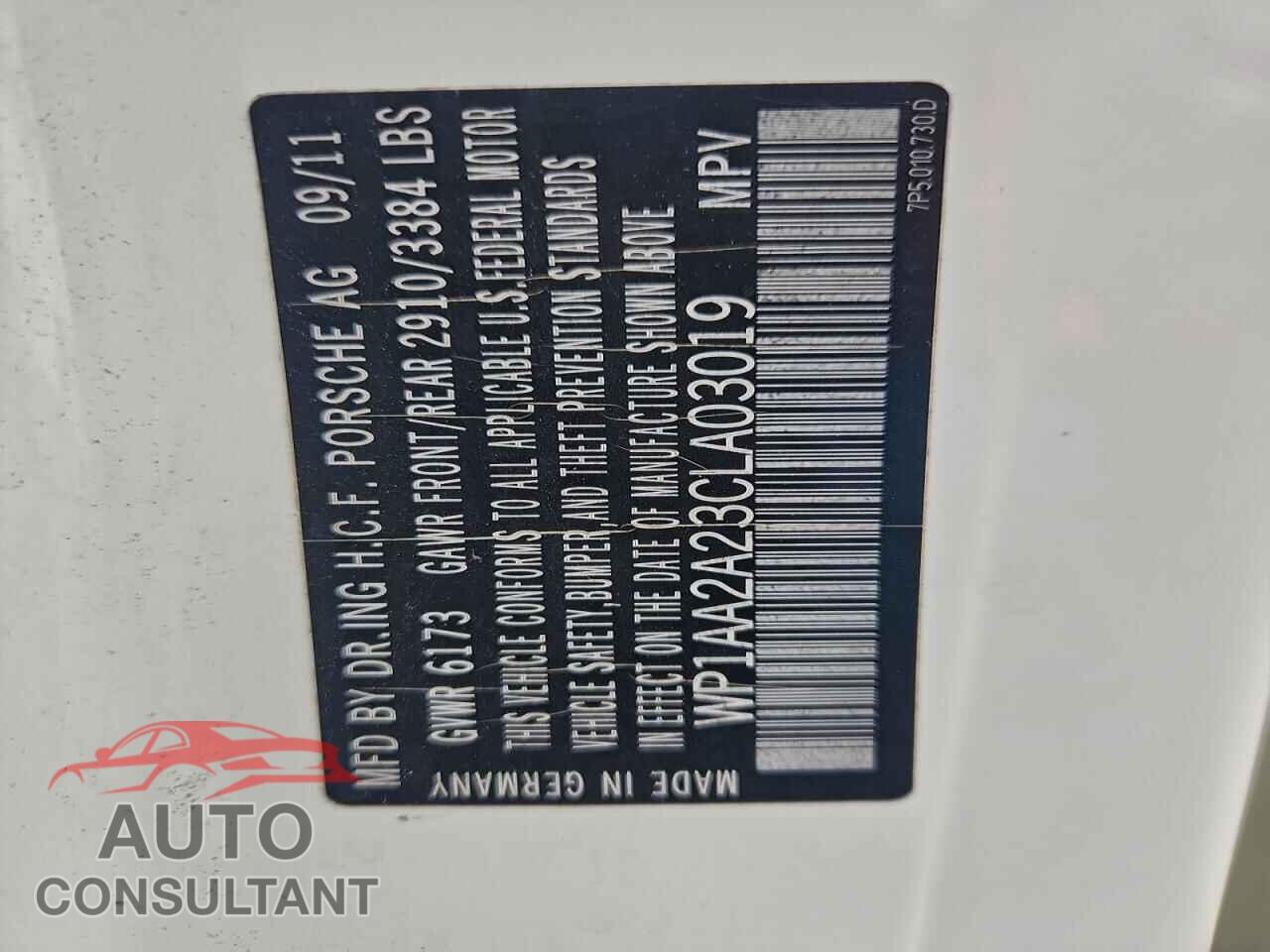 PORSCHE CAYENNE 2012 - WP1AA2A23CLA03019