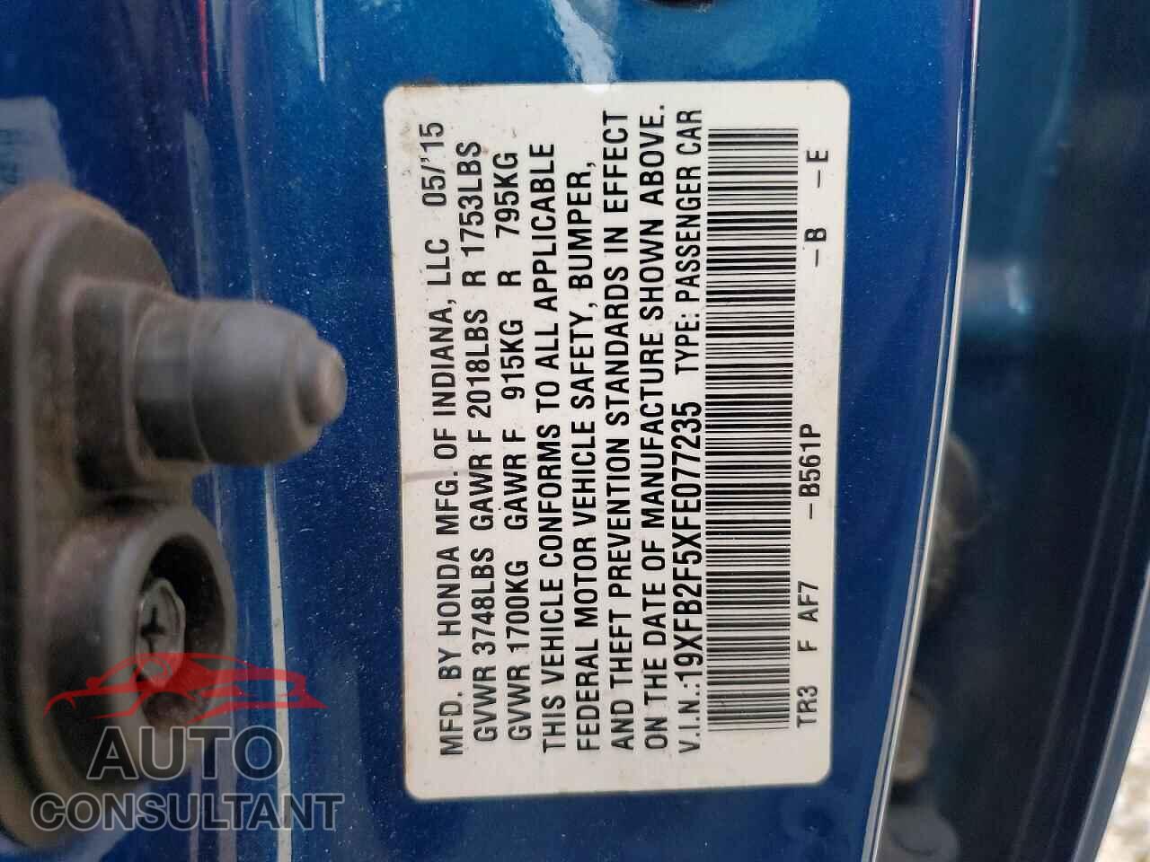 HONDA CIVIC 2015 - 19XFB2F5XFE077235