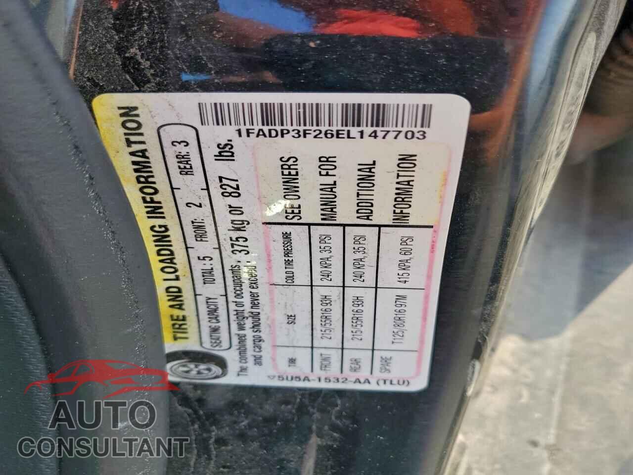 FORD FOCUS 2014 - 1FADP3F26EL147703
