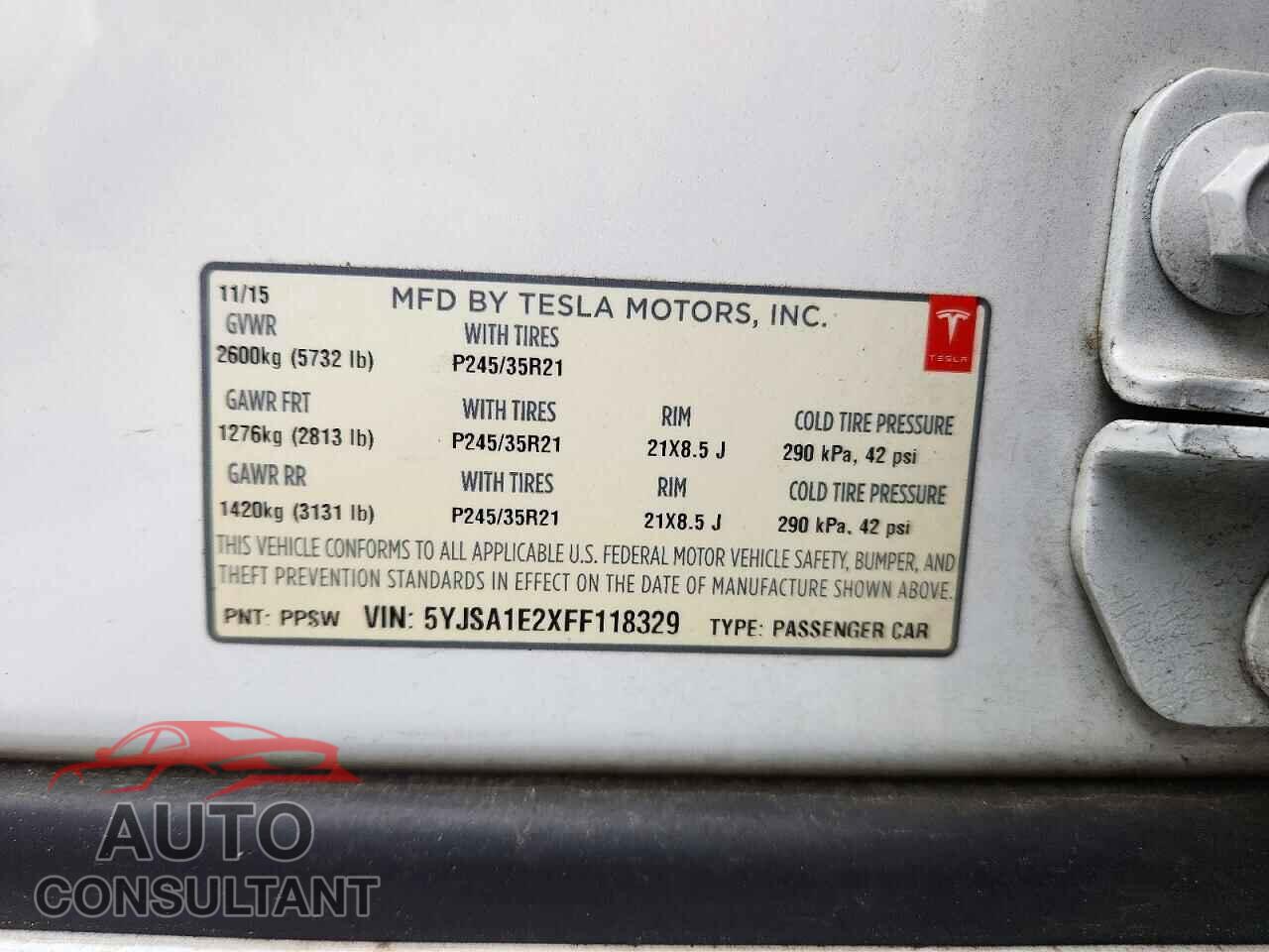 TESLA MODEL S 2015 - 5YJSA1E2XFF118329
