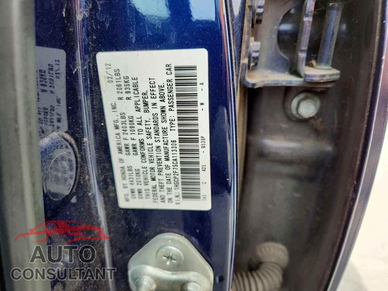HONDA ACCORD 2012 - 1HGCP2F75CA113306