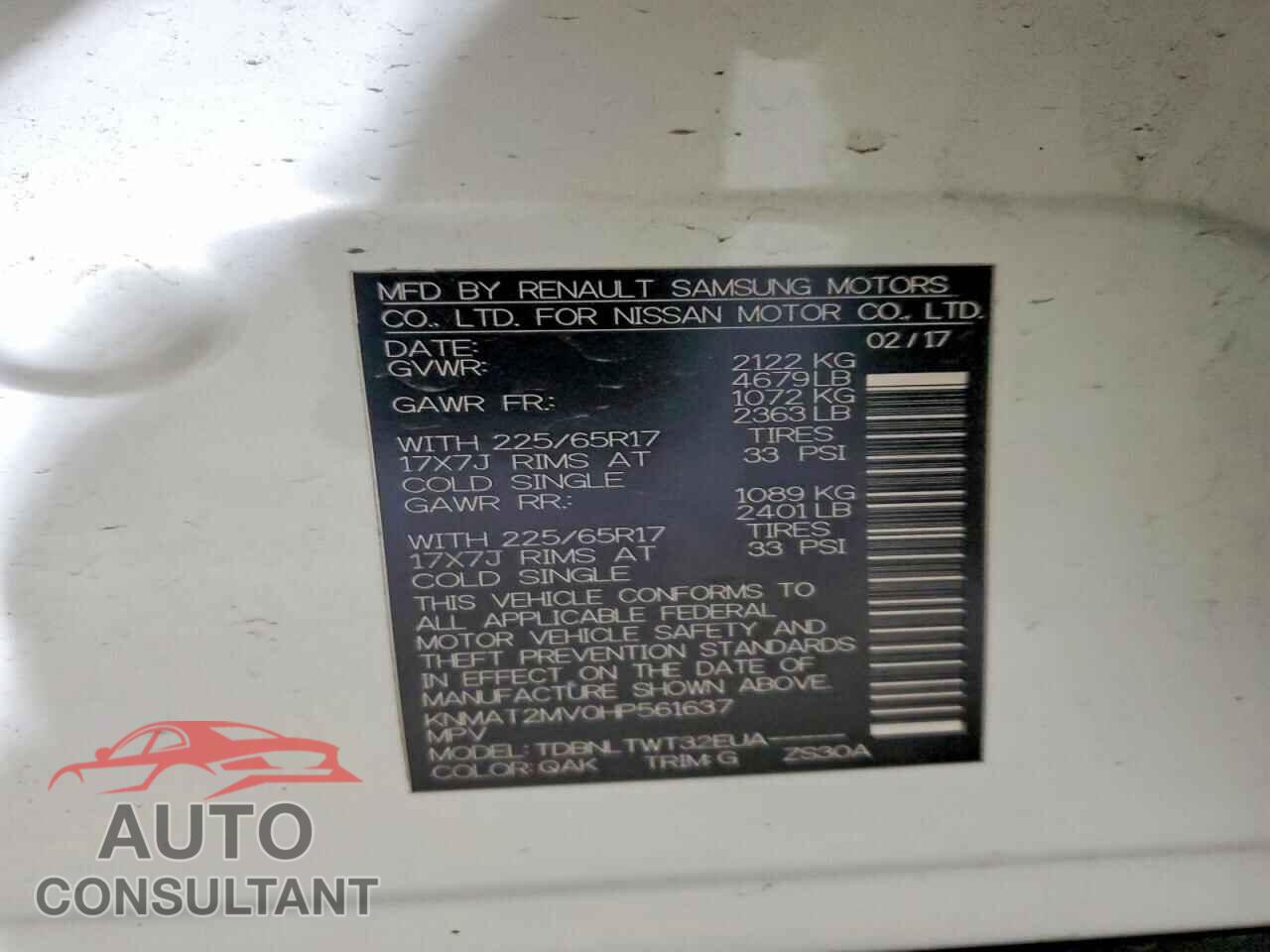 NISSAN ROGUE 2017 - KNMAT2MV0HP561637
