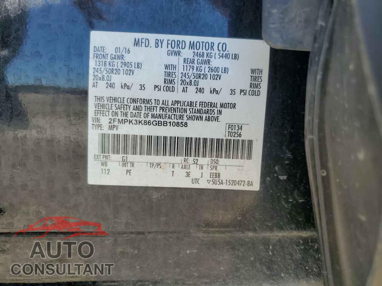 FORD EDGE 2016 - 2FMPK3K86GBB10858