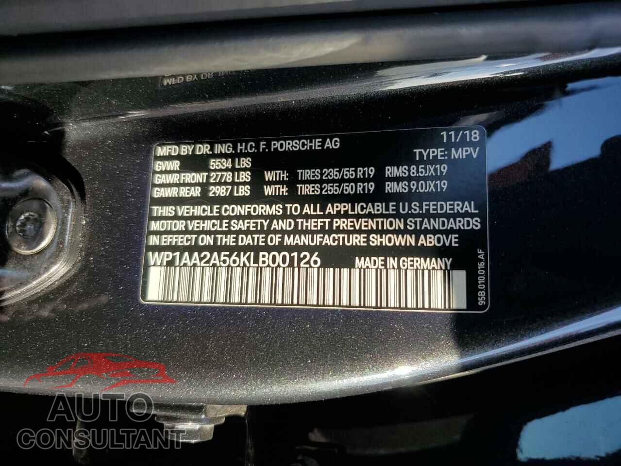 PORSCHE MACAN 2019 - WP1AA2A56KLB00126