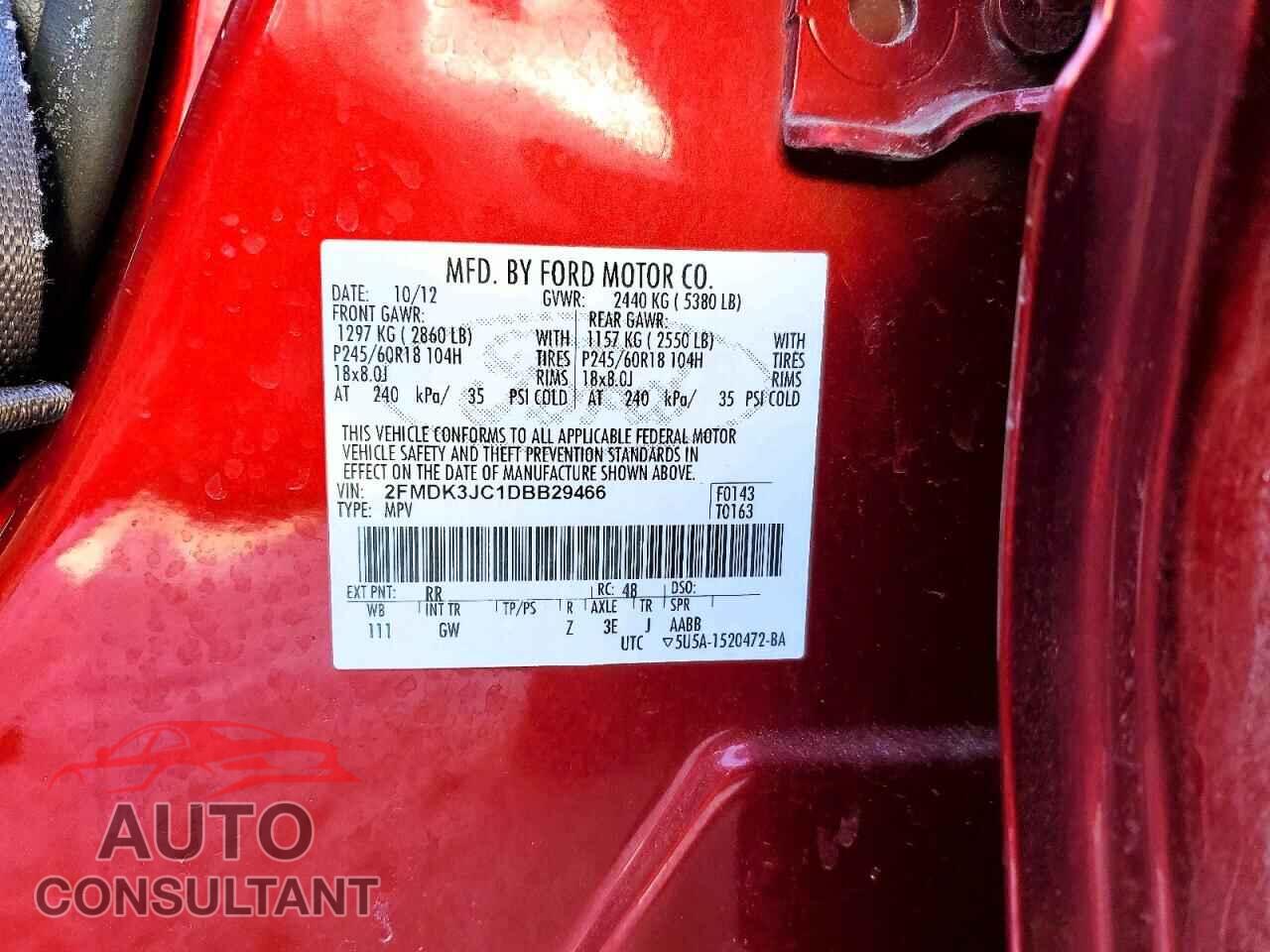 FORD EDGE 2013 - 2FMDK3JC1DBB29466