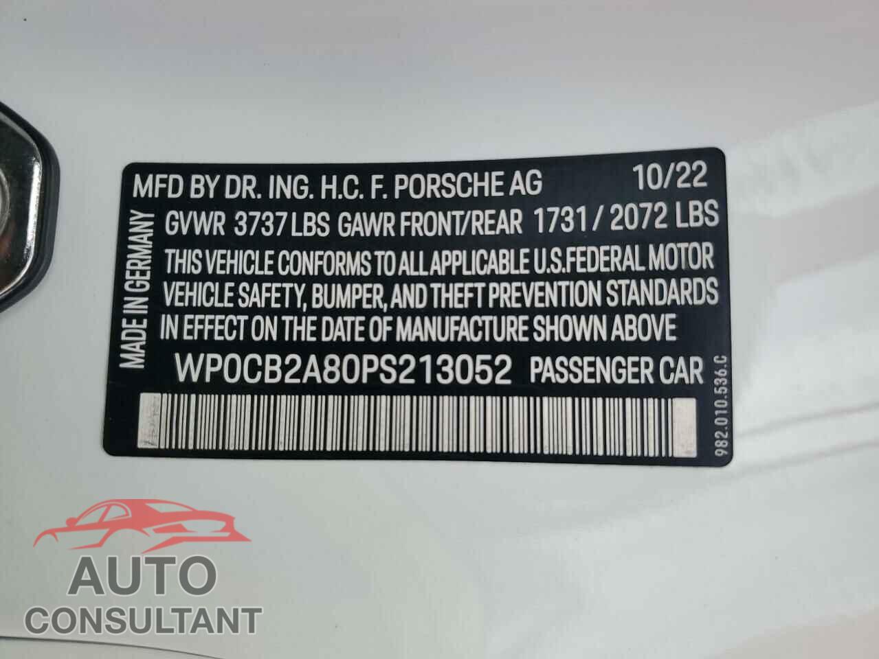PORSCHE BOXSTER 2023 - WP0CB2A80PS213052