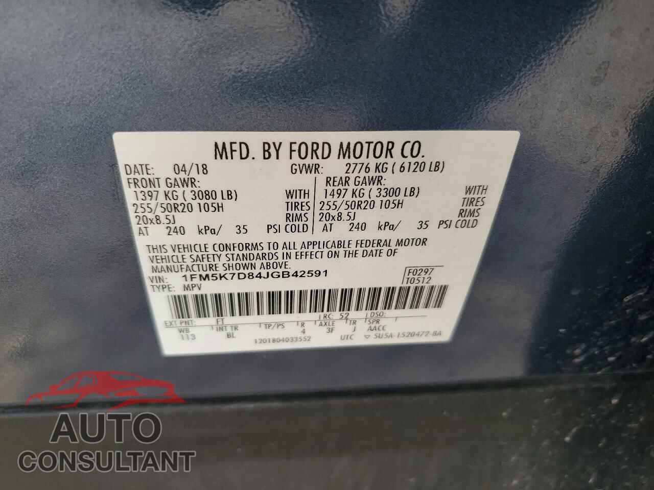 FORD EXPLORER 2018 - 1FM5K7D84JGB42591