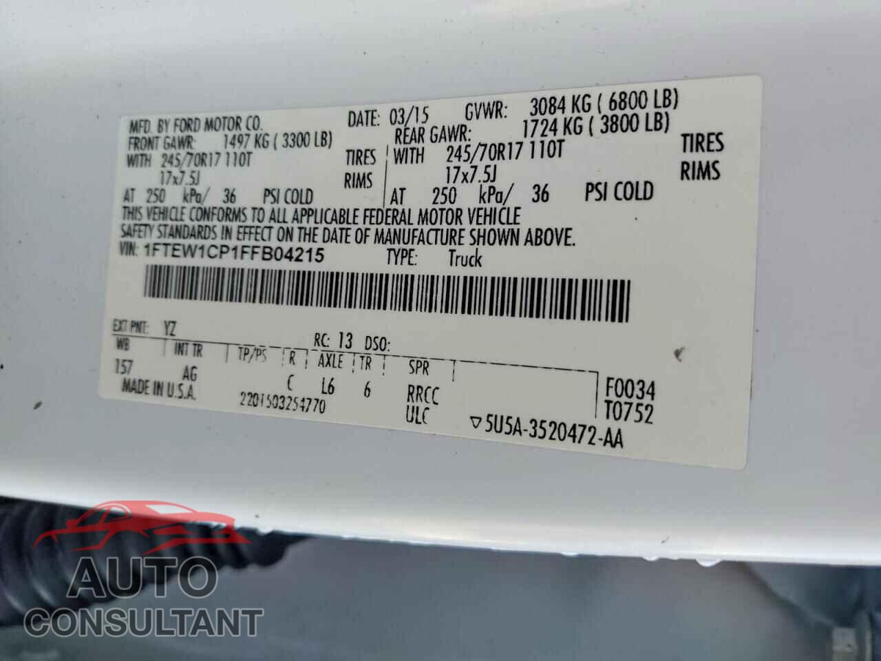 FORD F-150 2015 - 1FTEW1CP1FFB04215