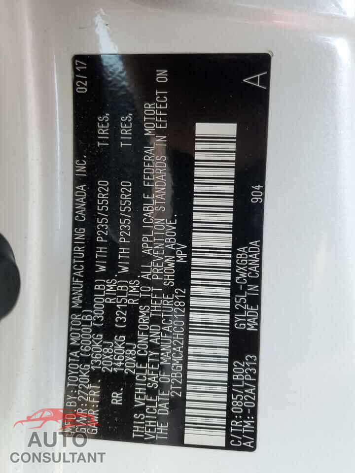 LEXUS RX450 2017 - 2T2BGMCA2HC012812