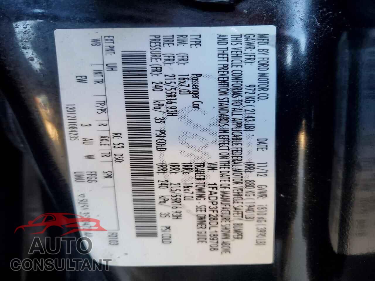 FORD FOCUS 2013 - 1FADP3F28DL189708