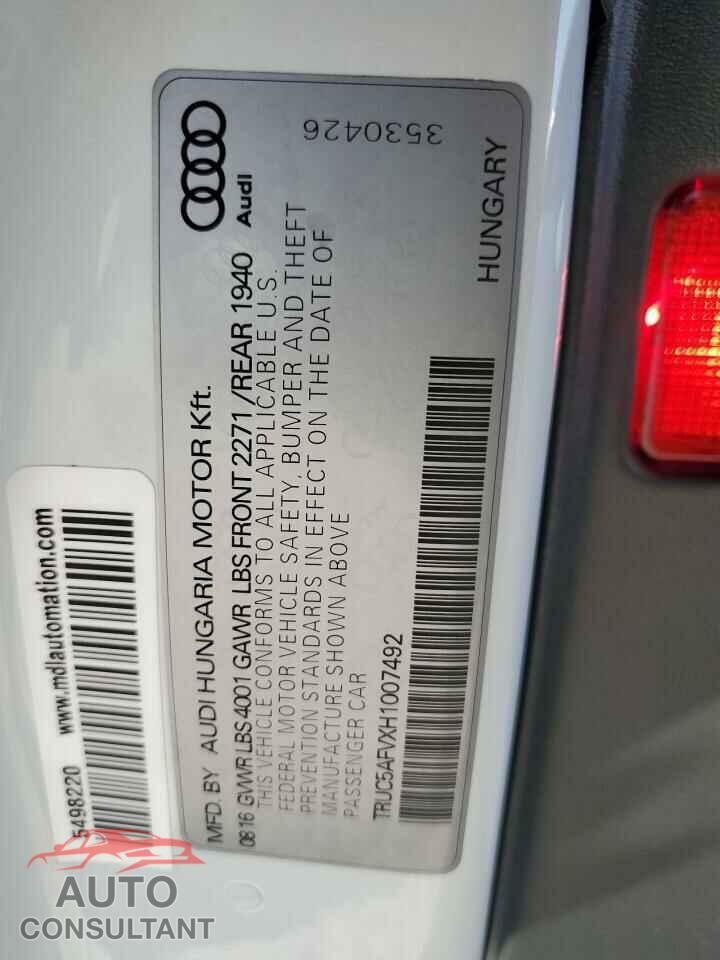AUDI TT 2017 - TRUC5AFVXH1007492