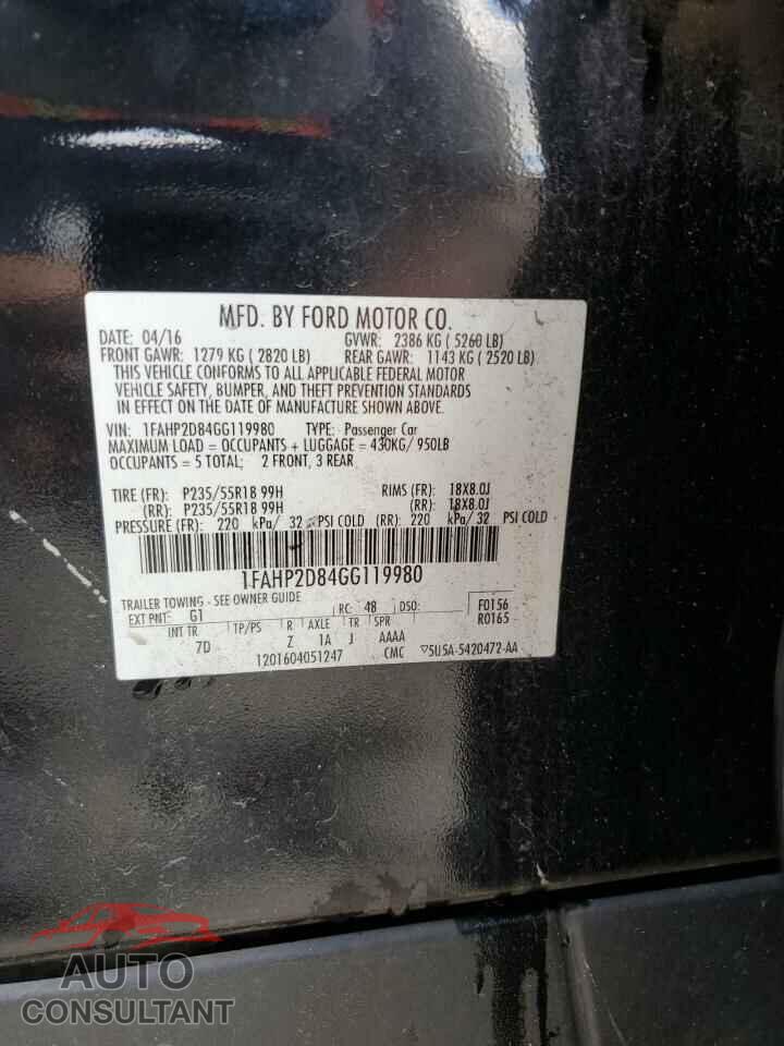 FORD TAURUS 2016 - 1FAHP2D84GG119980