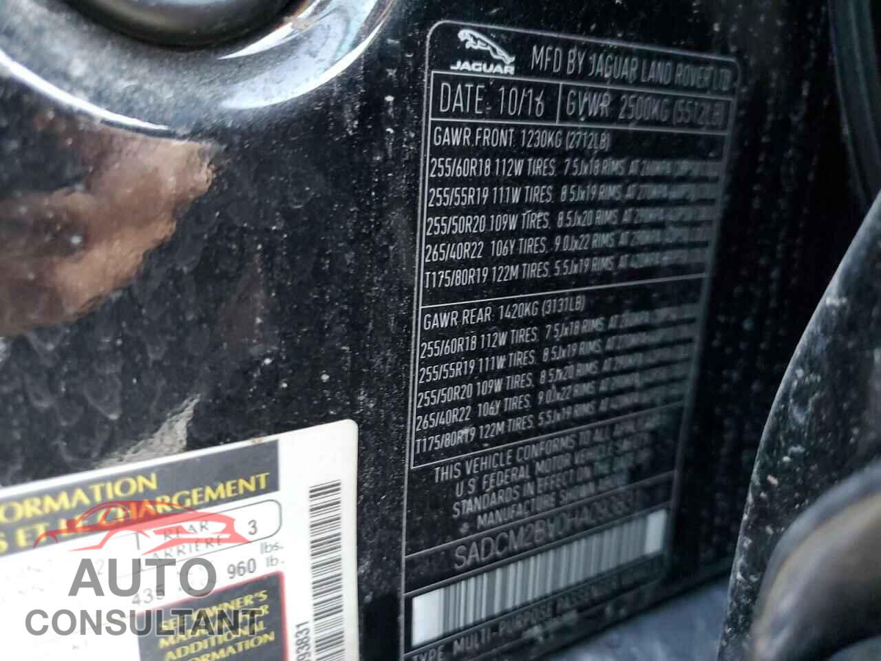 JAGUAR F-PACE 2017 - SADCM2BV0HA093831