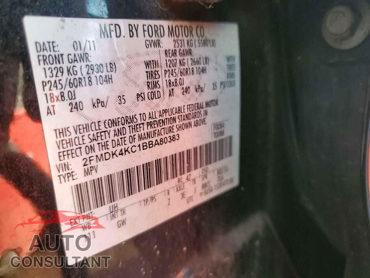 FORD EDGE 2011 - 2FMDK4KC1BBA80383