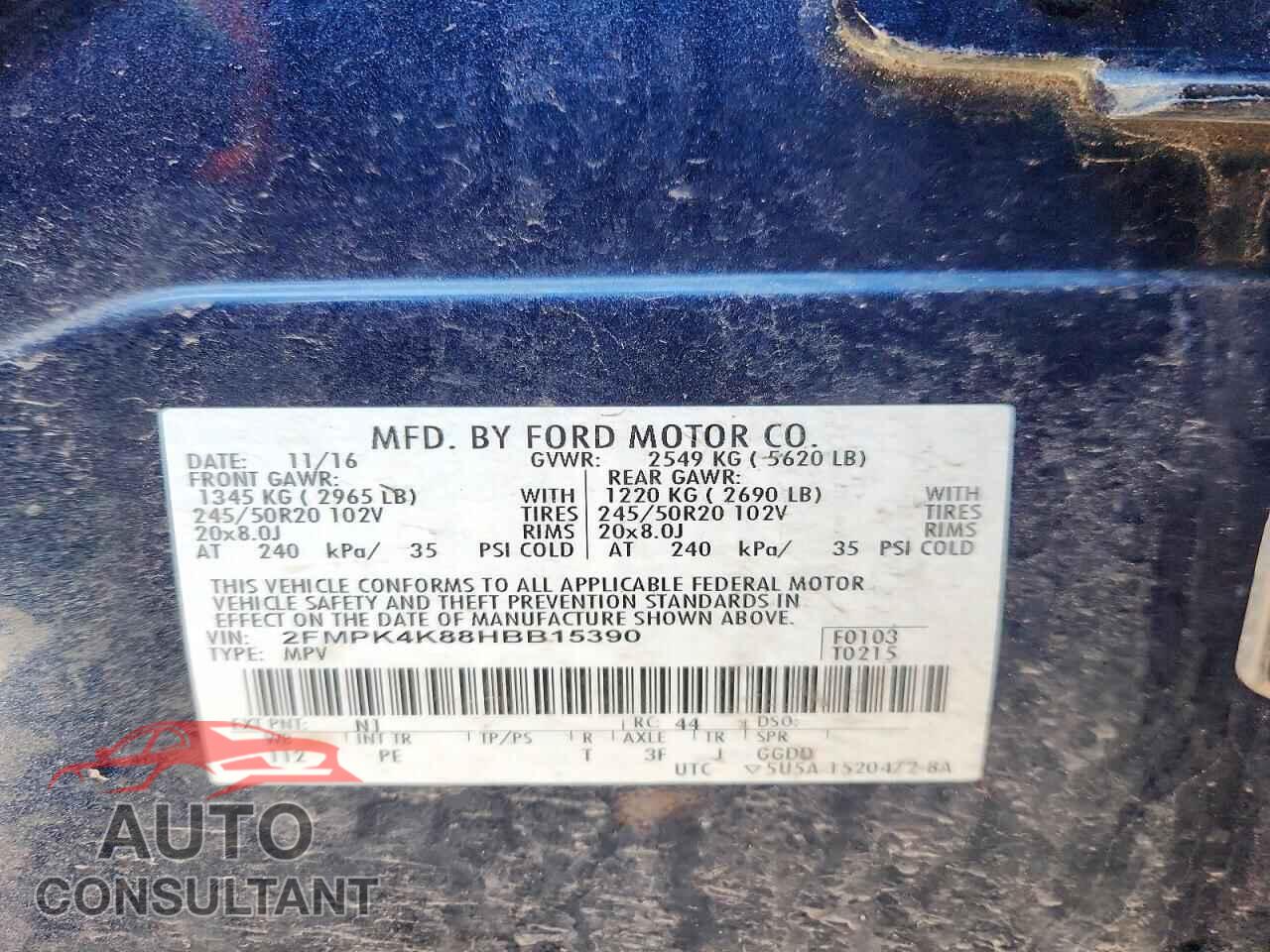 FORD EDGE 2017 - 2FMPK4K88HBB15390