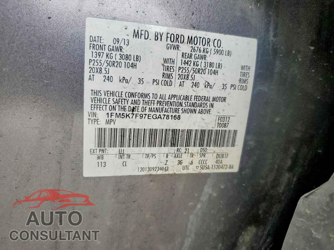 FORD EXPLORER 2014 - 1FM5K7F97EGA78168
