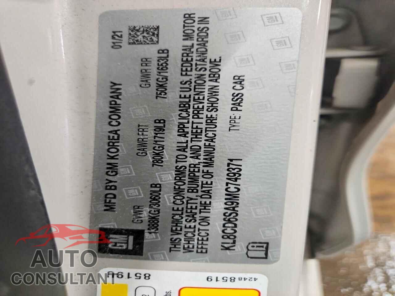 CHEVROLET SPARK 2021 - KL8CD6SA9MC749371