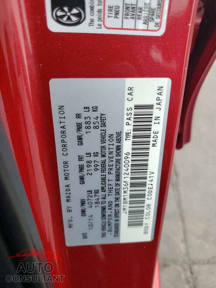 MAZDA 3 2015 - JM1BM1M36F1240096