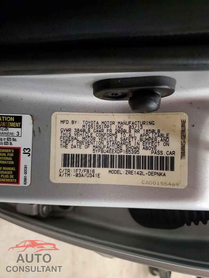 TOYOTA COROLLA 2013 - 5YFBU4EEXDP165395