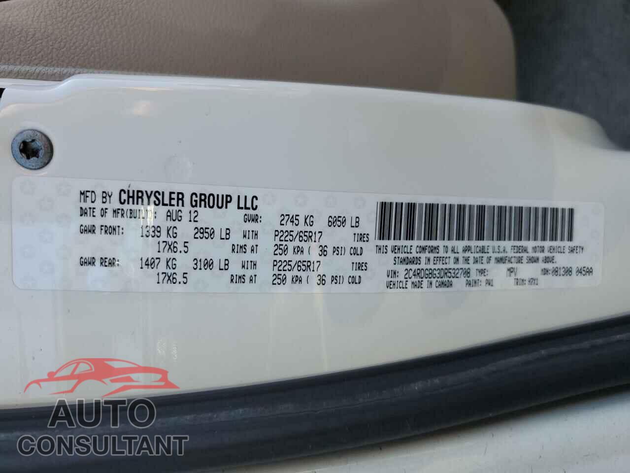 DODGE CARAVAN 2013 - 2C4RDGBG3DR532708