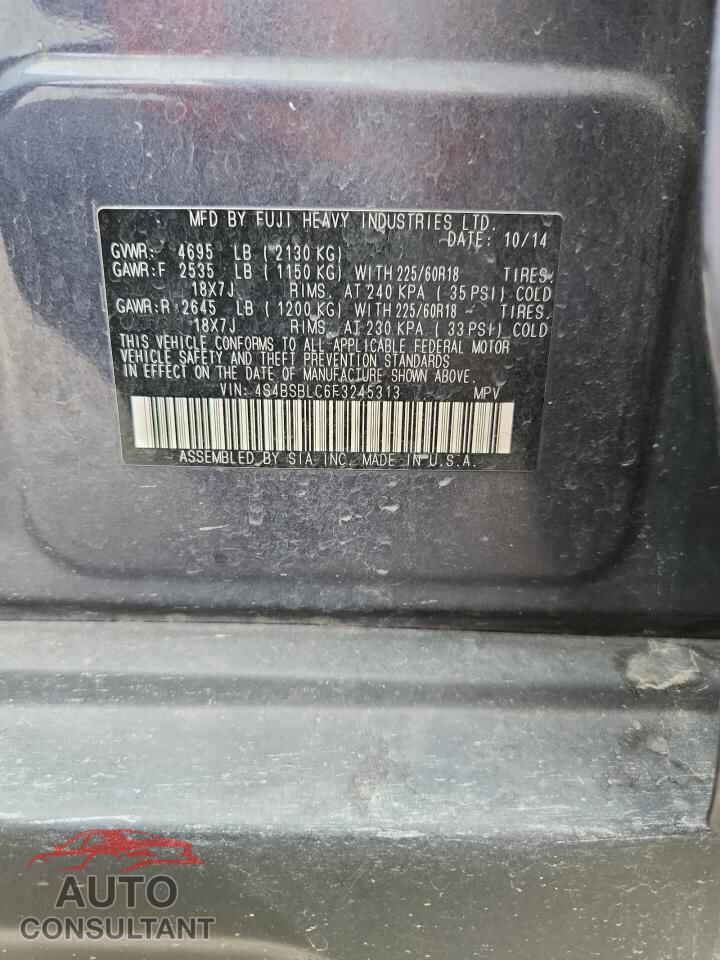 SUBARU OUTBACK 2015 - 4S4BSBLC6F3245313