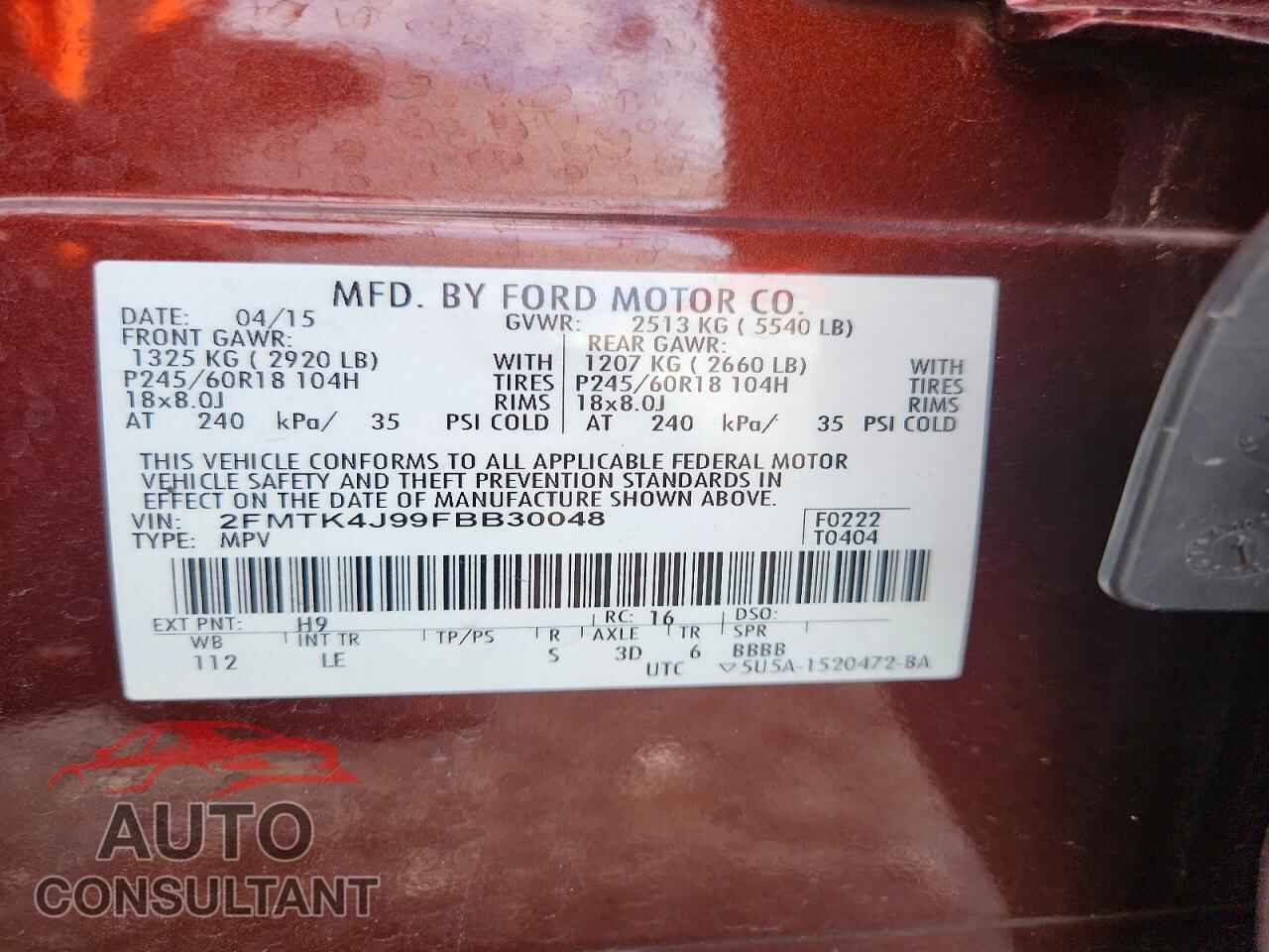 FORD EDGE 2015 - 2FMTK4J99FBB30048