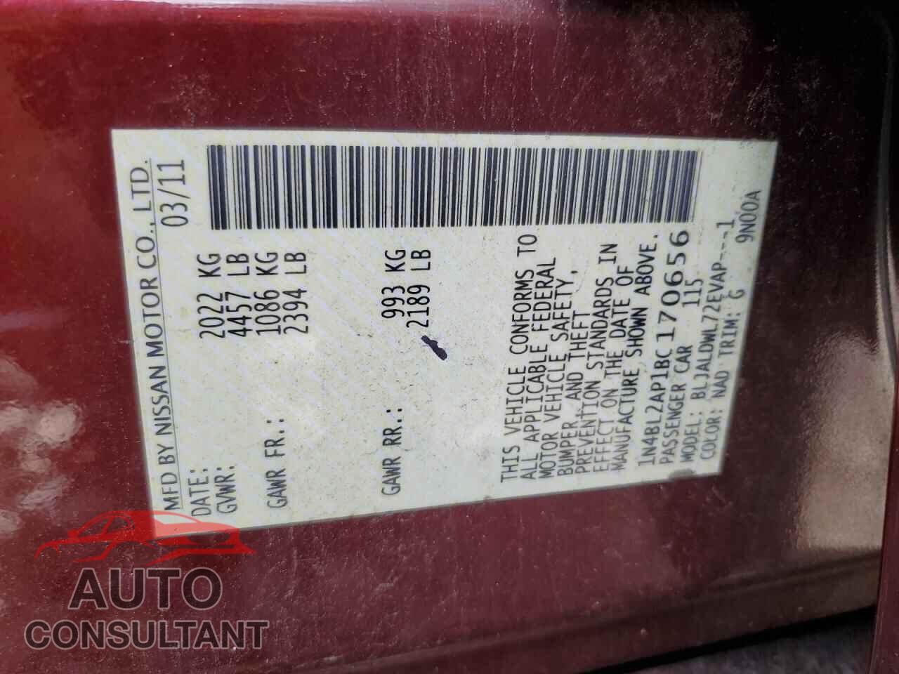 NISSAN ALTIMA 2011 - 1N4BL2AP1BC170656