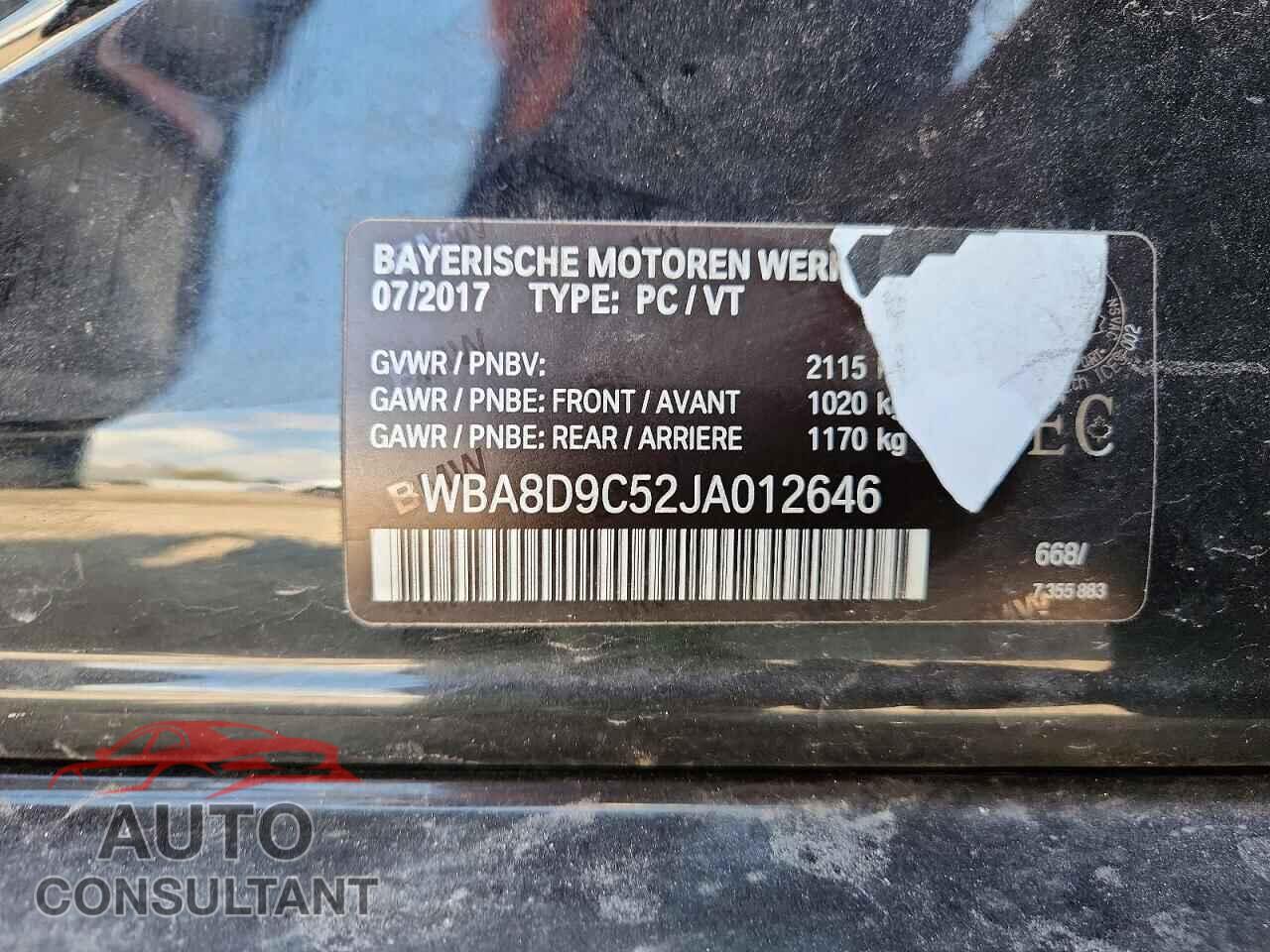 BMW 3 SERIES 2018 - WBA8D9C52JA012646