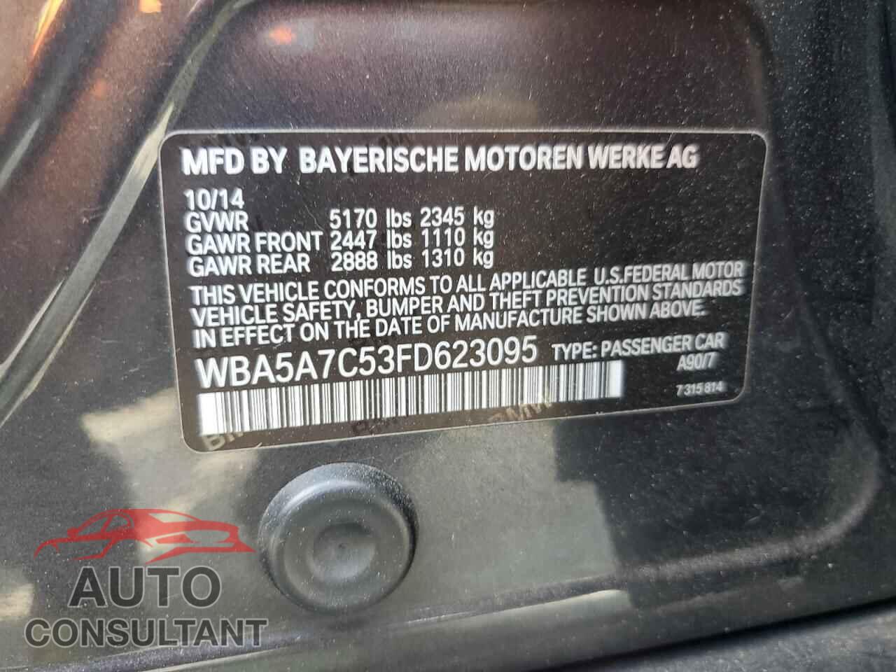 BMW 5 SERIES 2015 - WBA5A7C53FD623095