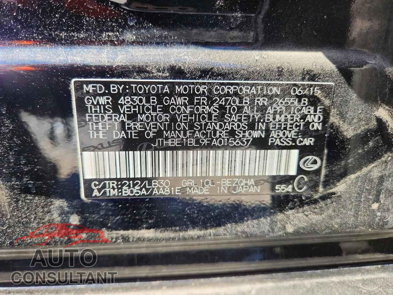 LEXUS GS350 2015 - JTHBE1BL9FA015637