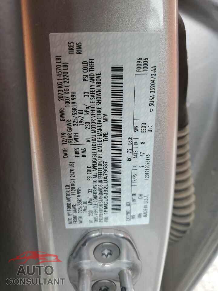 FORD ESCAPE 2020 - 1FMCU9J92LUA79537