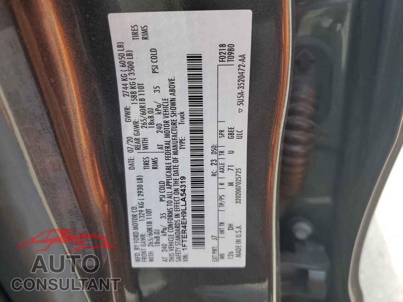 FORD RANGER 2020 - 1FTER4EH9LLA54319
