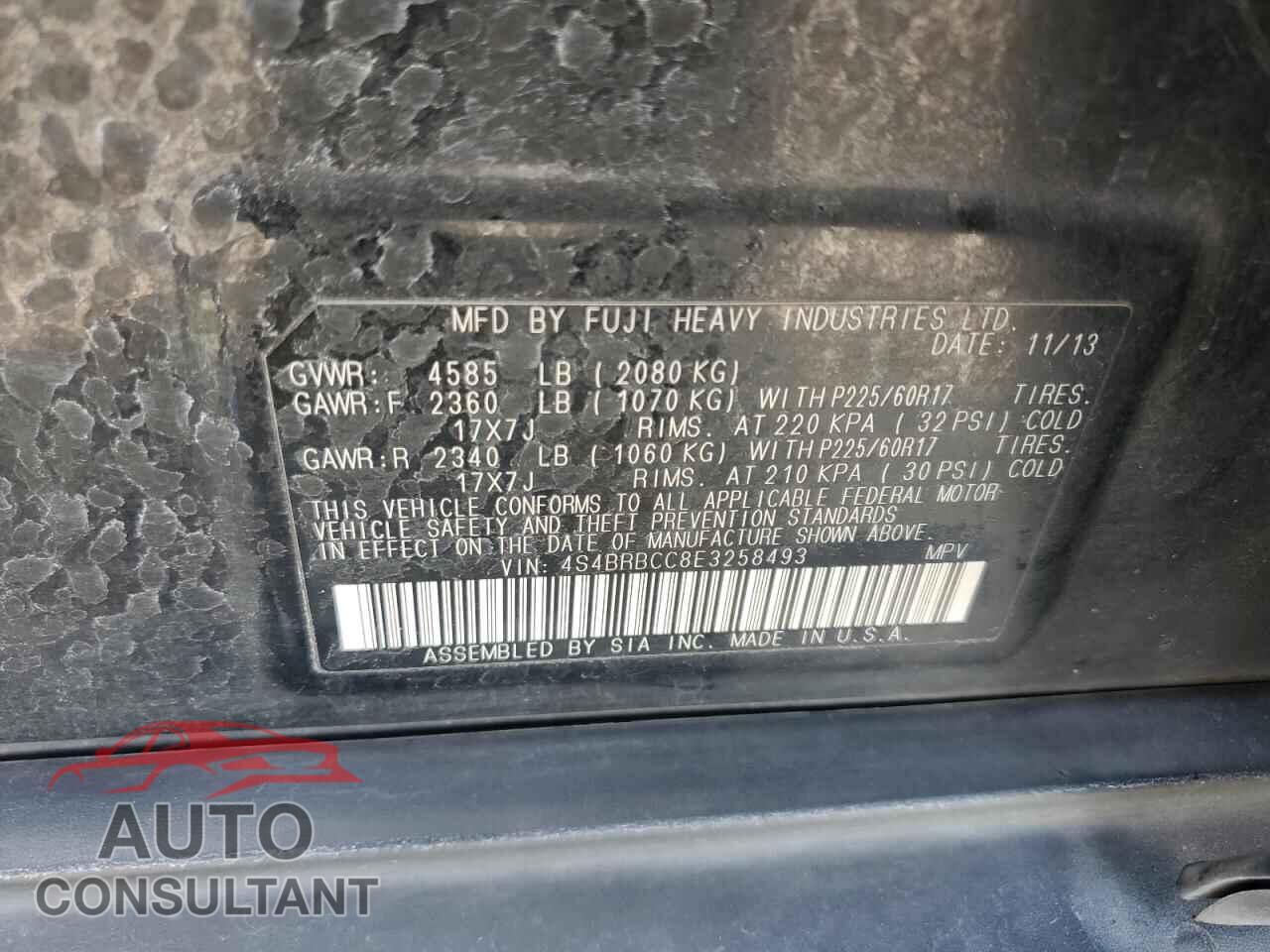 SUBARU OUTBACK 2014 - 4S4BRBCC8E3258493
