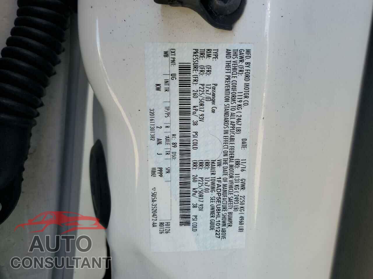 FORD CMAX 2017 - 1FADP5EU8HL101227