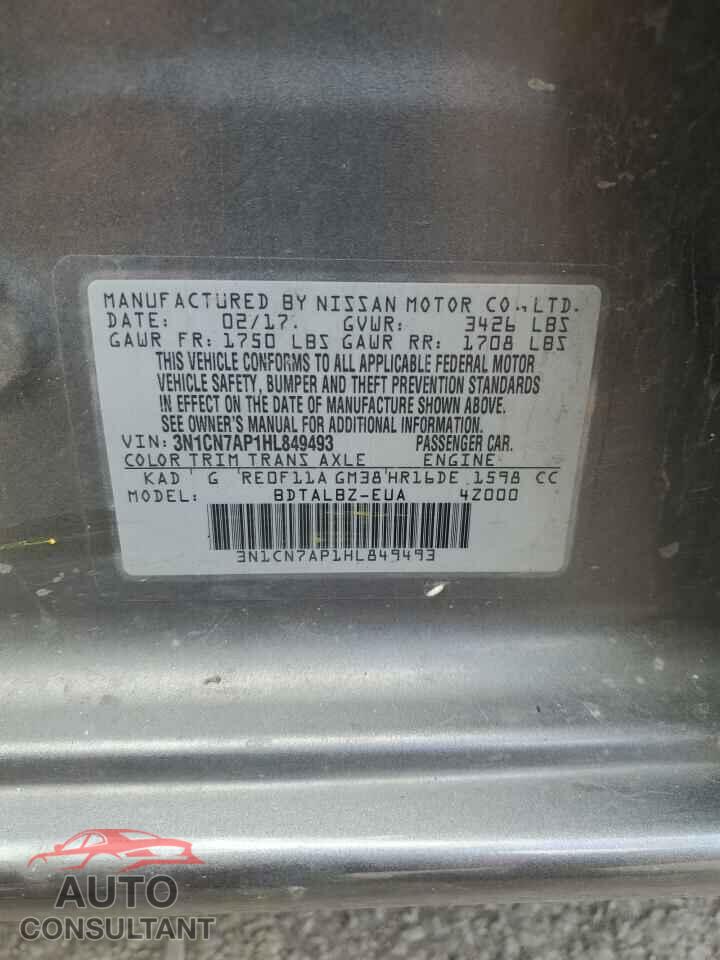 NISSAN VERSA 2017 - 3N1CN7AP1HL849493