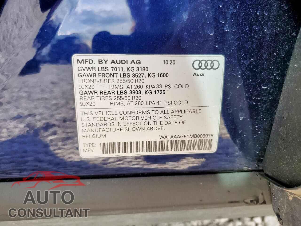 AUDI E-TRON 2021 - WA1AAAGE1MB008976