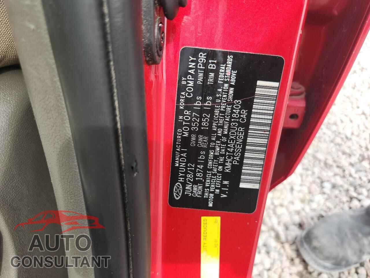 HYUNDAI ACCENT 2013 - KMHCT4AEXDU318403