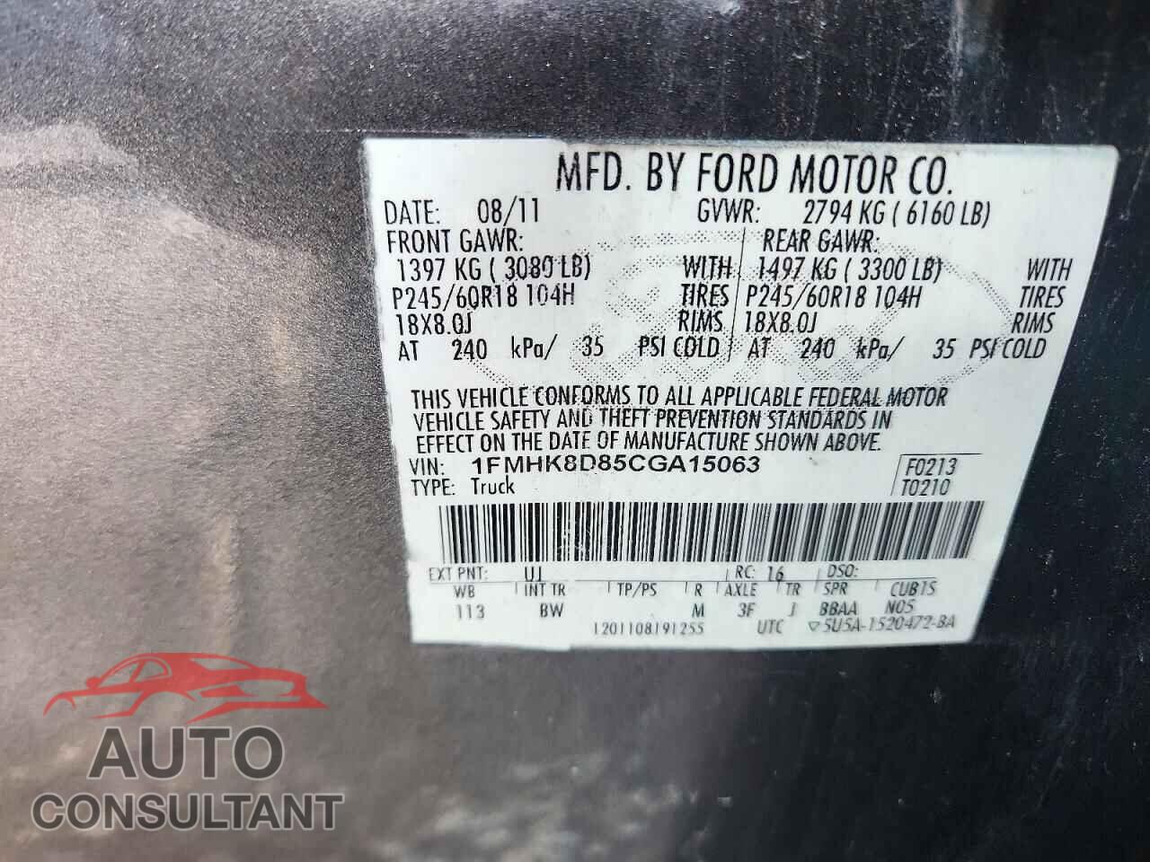 FORD EXPLORER 2012 - 1FMHK8D85CGA15063