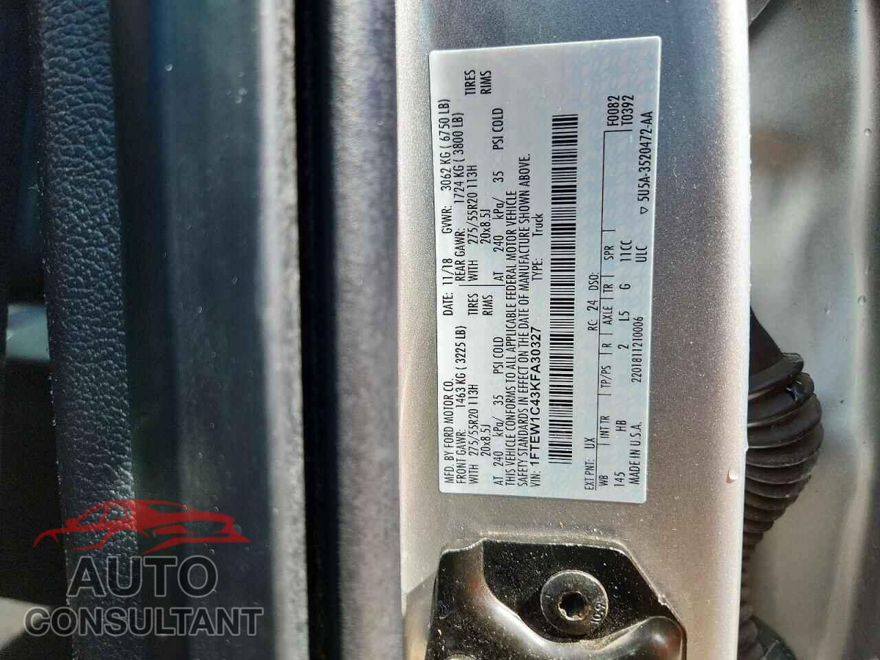 FORD F150 2019 - 1FTEW1C43KFA30327
