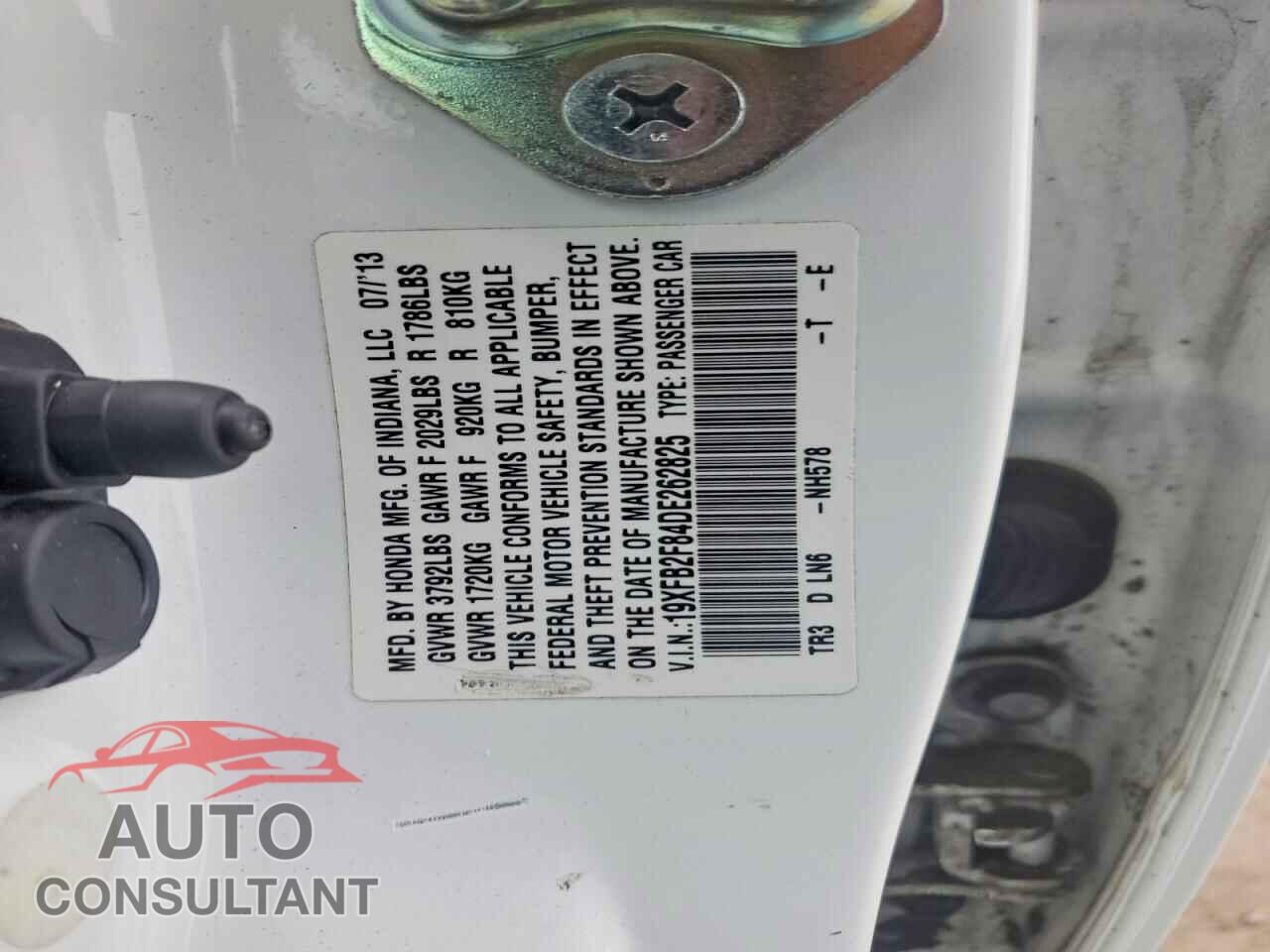 HONDA CIVIC 2013 - 19XFB2F84DE262825