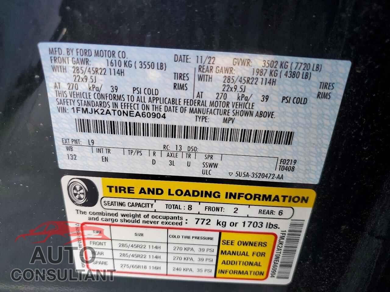 FORD EXPEDITION 2022 - 1FMJK2AT0NEA60904