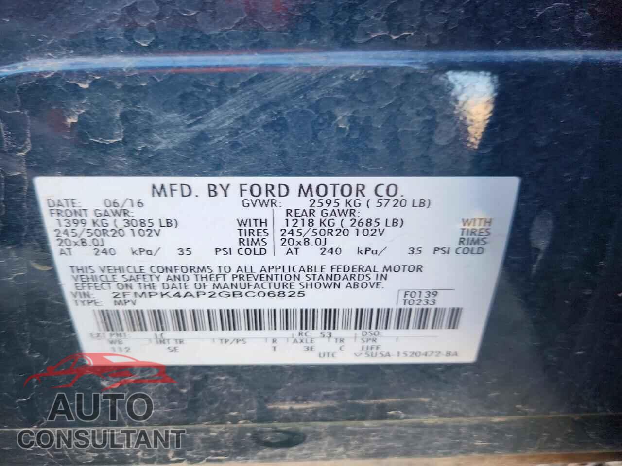 FORD EDGE 2016 - 2FMPK4AP2GBC06825