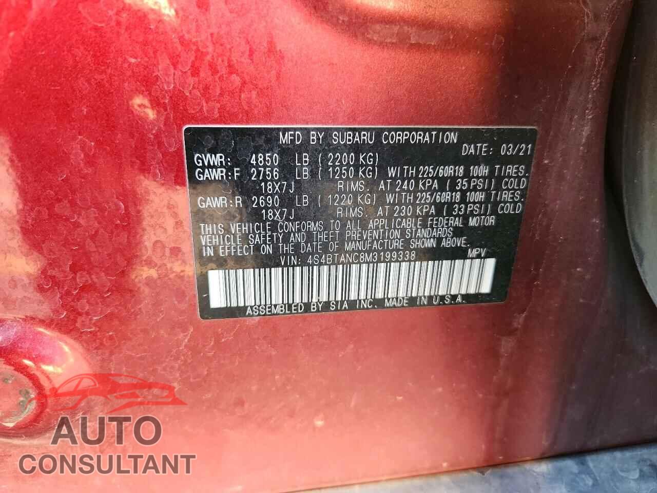 SUBARU OUTBACK 2021 - 4S4BTANC8M3199338