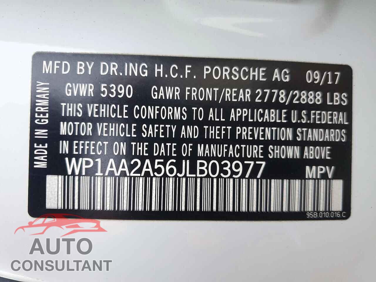 PORSCHE MACAN 2018 - WP1AA2A56JLB03977